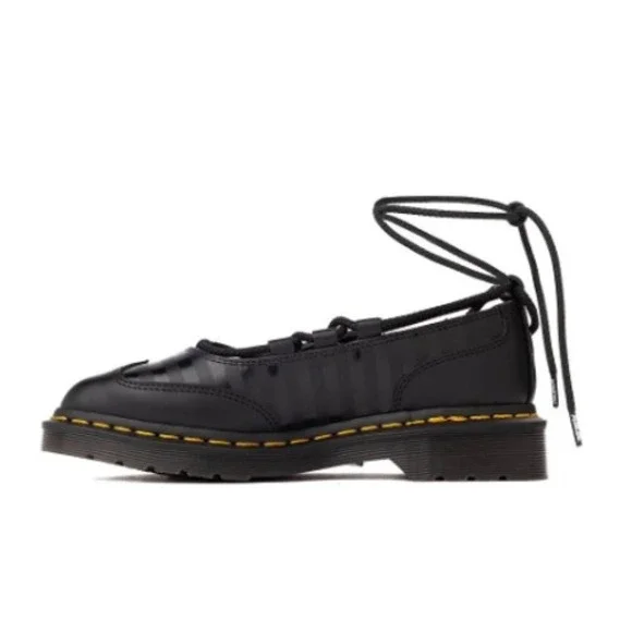 Dr. Martens x Wednesday Elphie II Mary Jane Ballet Flat Black Leather Goth NEW - Picture 2 of 6